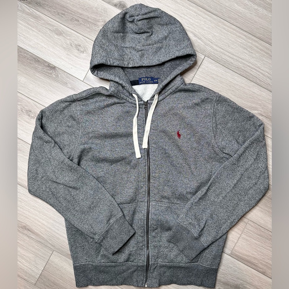 POLO RALPH LAUREN Men’s Size M Alaskan Heather Fleece Full-Zip Hoodie Sweatshirt